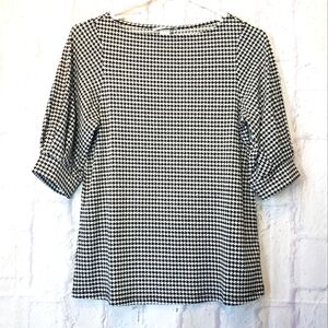 H&M Houndstooth Boatneck Top